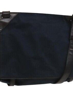 Authentic BOTTEGA VENETA Shoulder Bag Cotton Navy 113038